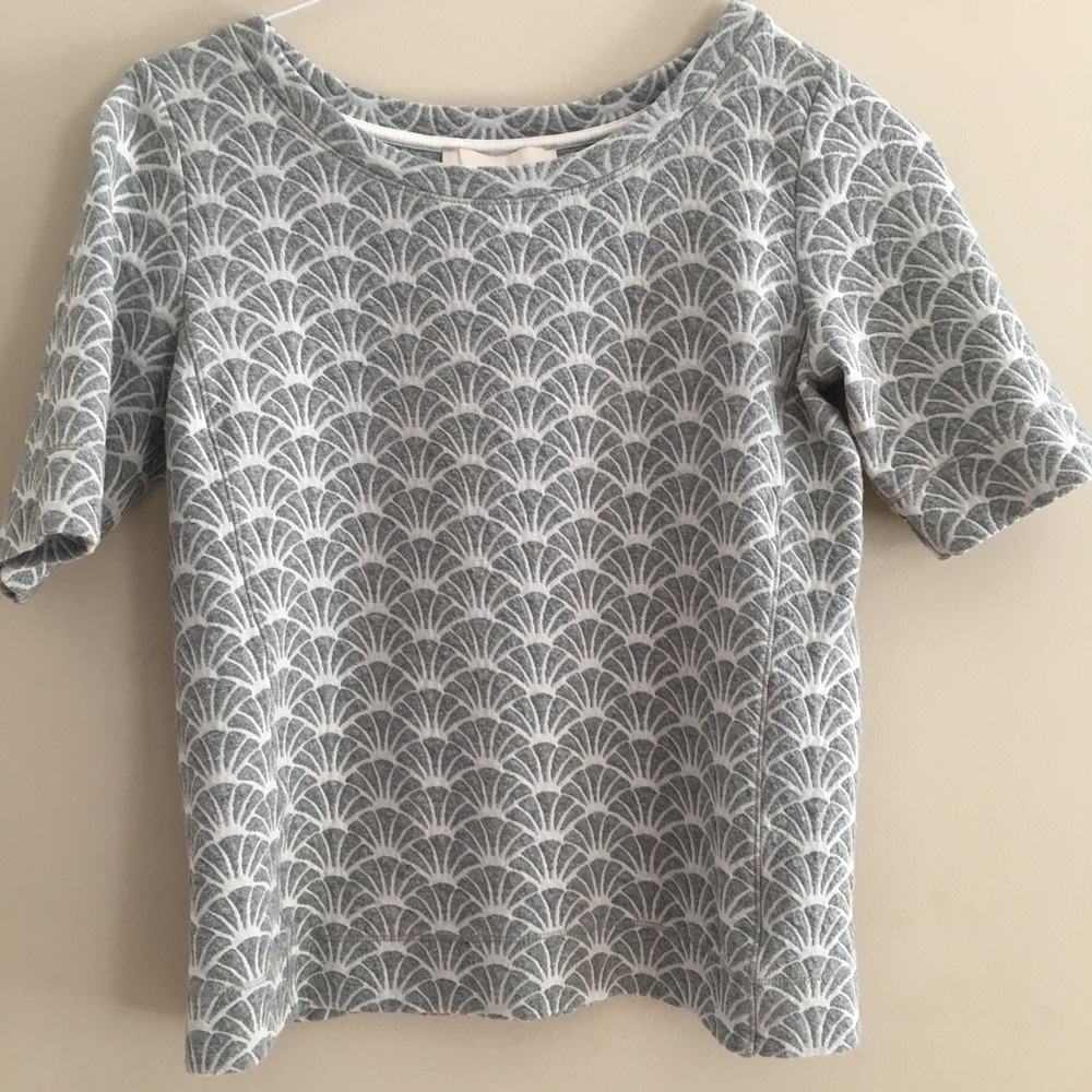Ann Taylor Loft Fitted Textured Gray Top S